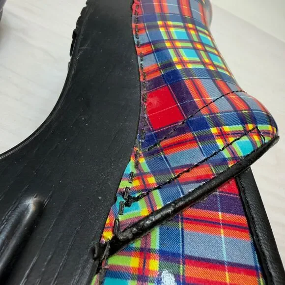 Dansko Colorful Professional Plaid Patent Classic Clogs Size 38 7.5 - 8 - Picture 5 of 12